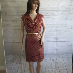 NWT - COREY P. beautiful Burgundy & gold stretchy dress - sz M - MSRP $60.00